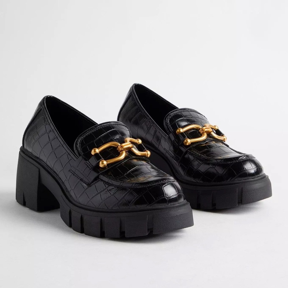 Torrid Black and Gold Chunky Platform Loafers